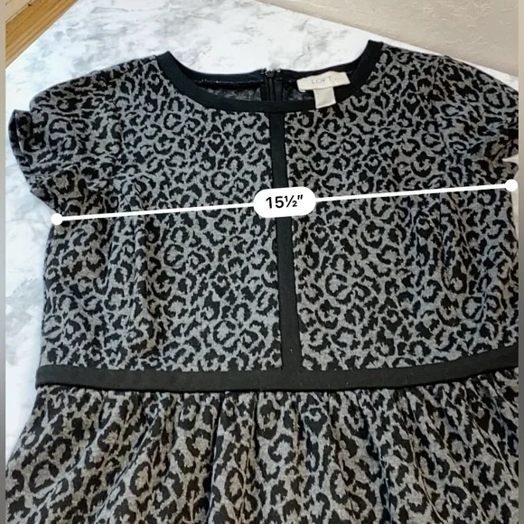 Loft Black & Gray Leopard Print Fit & Flare Dress Size 0 XSmall - Picture 13 of 17